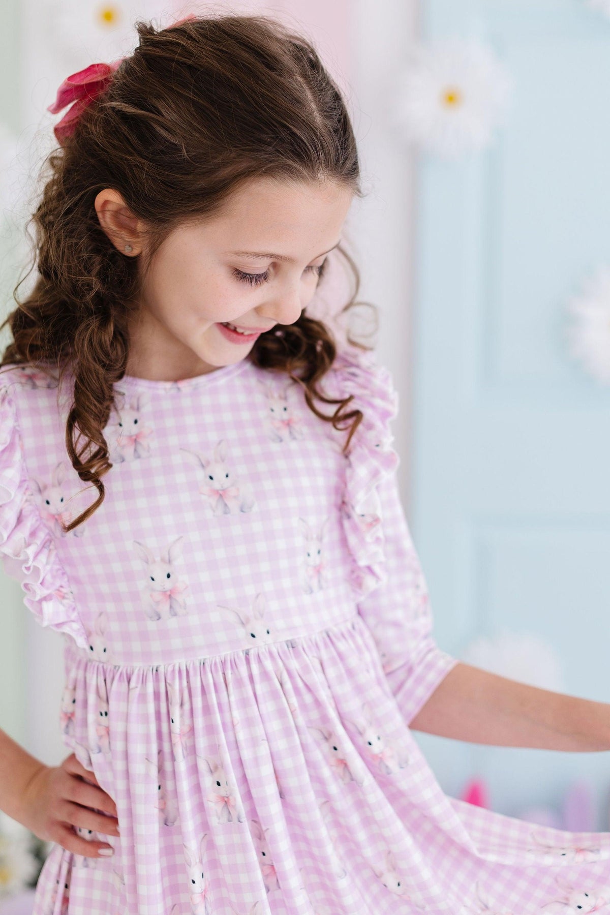 Baby Bunnies 3/4 Sleeve Ruffle Twirl Dress 1