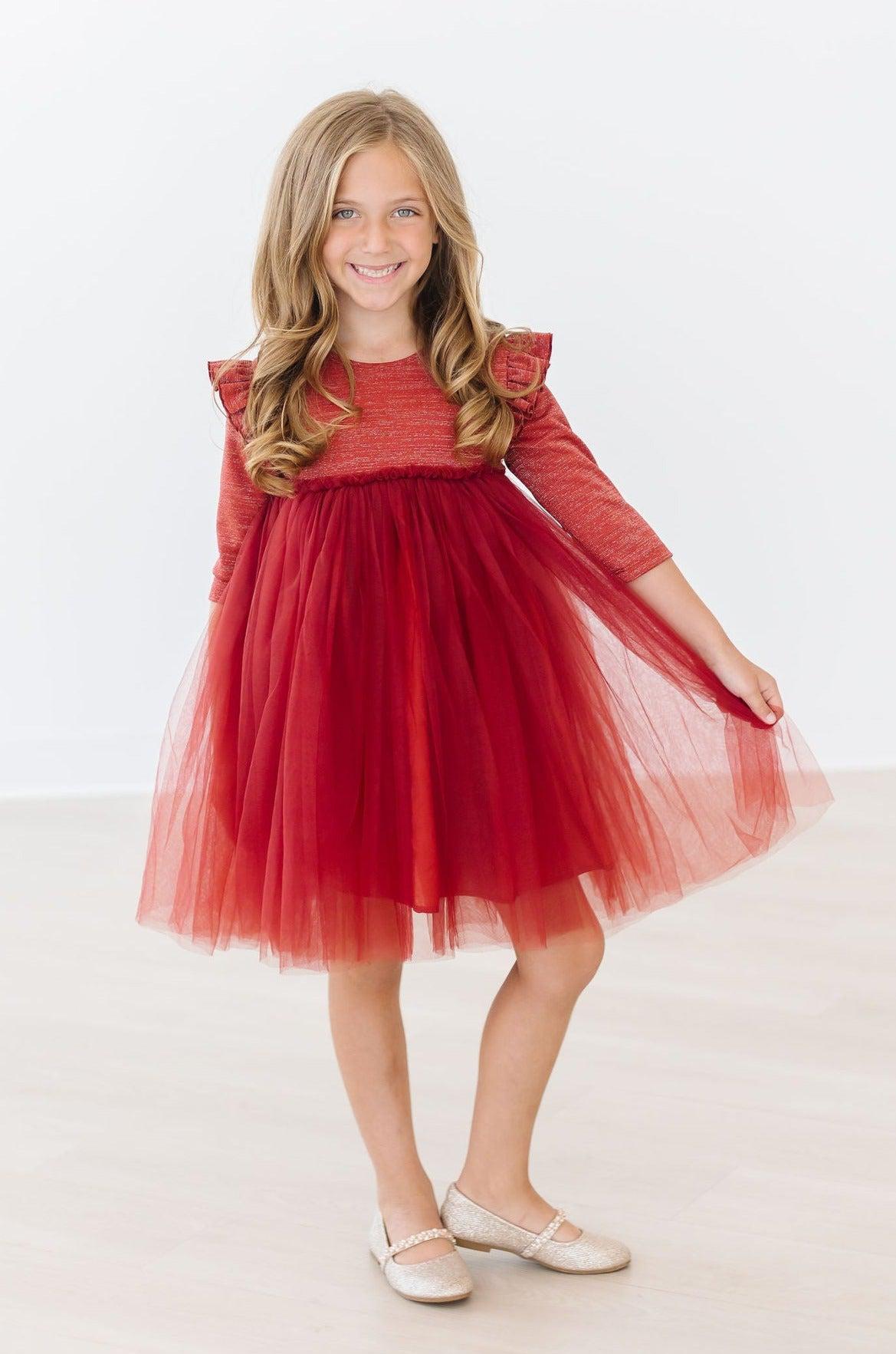Pumpkin Spice Shimmer 3/4 Sleeve Tutu Dress 6