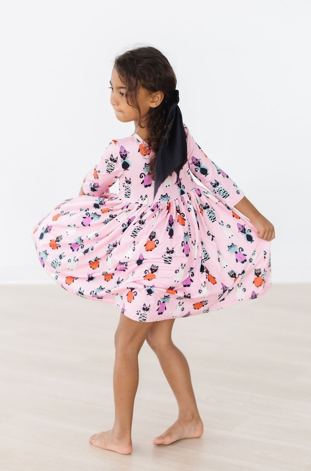 Purr-fectly Spooky 3/4 Sleeve Pocket Twirl Dress 6