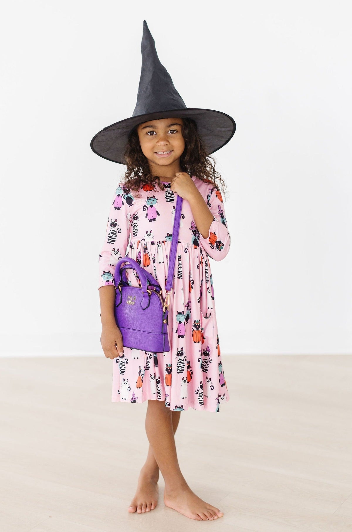 Purr-fectly Spooky 3/4 Sleeve Pocket Twirl Dress 8