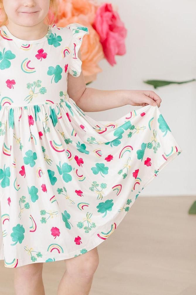 SALE Top of the Mornin' Flutter Sleeve Twirl Dress 4