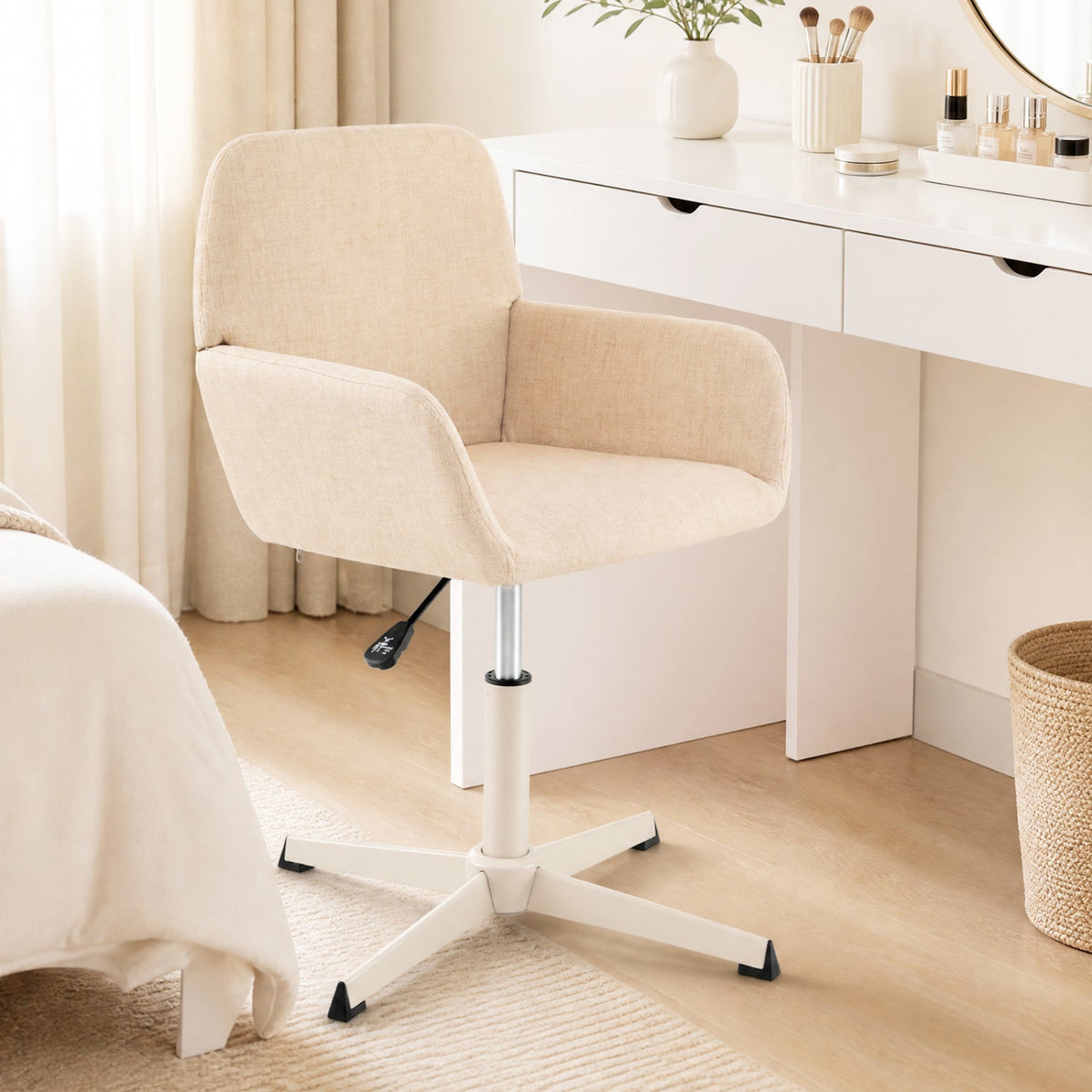 Swivel Vanity Chair with Adjustable Height and Back Support 1