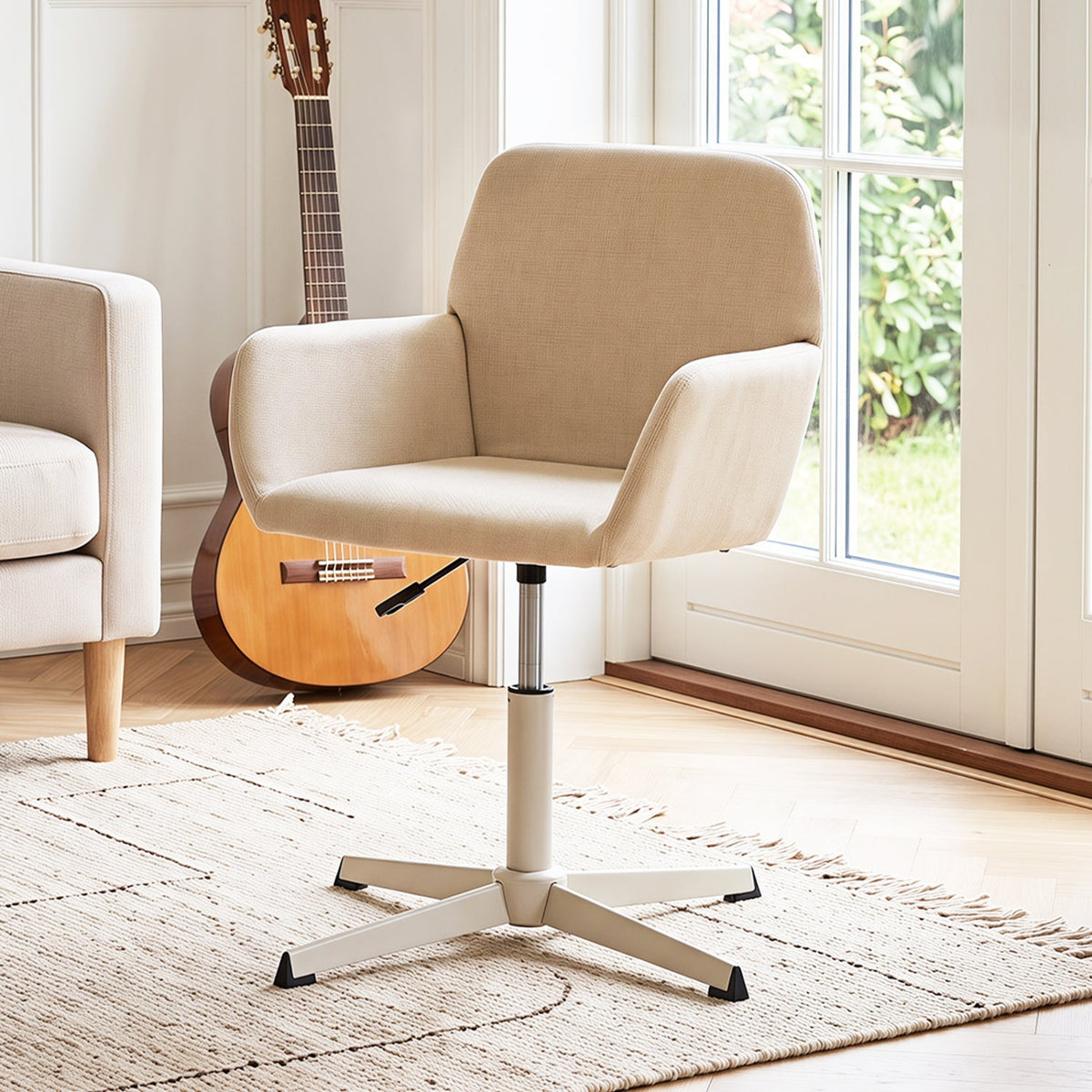 Swivel Vanity Chair with Adjustable Height and Back Support 2