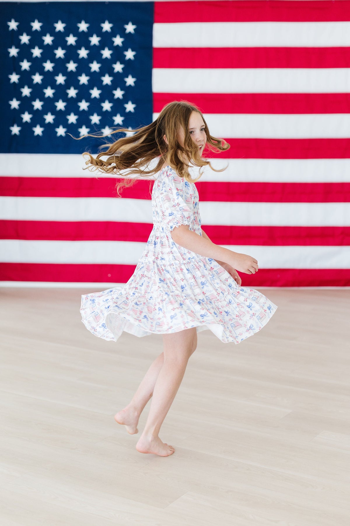 Vintage Flags Smocked Ruffle Dress 10