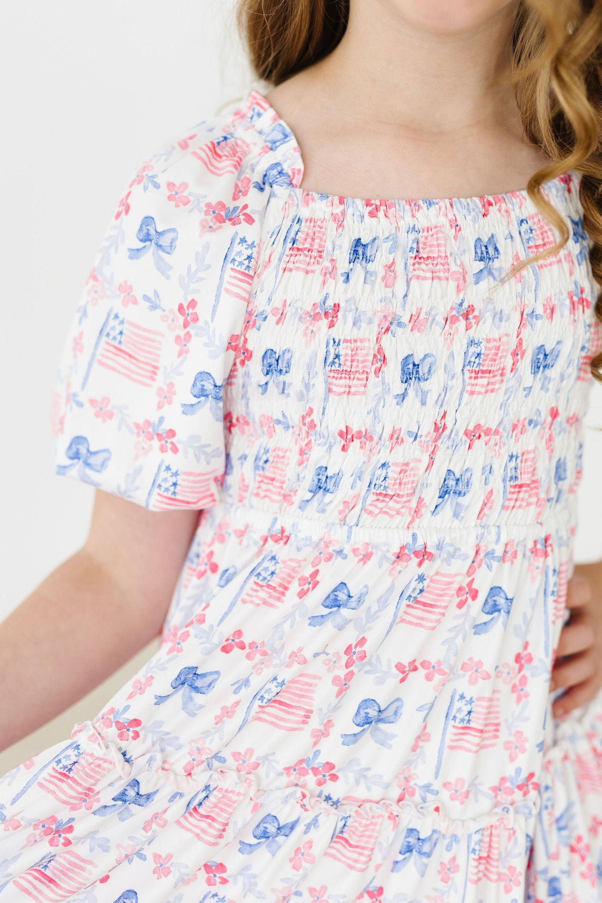 Vintage Flags Smocked Ruffle Dress 3