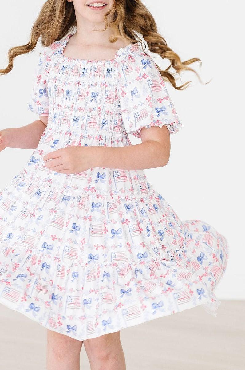 Vintage Flags Smocked Ruffle Dress 5