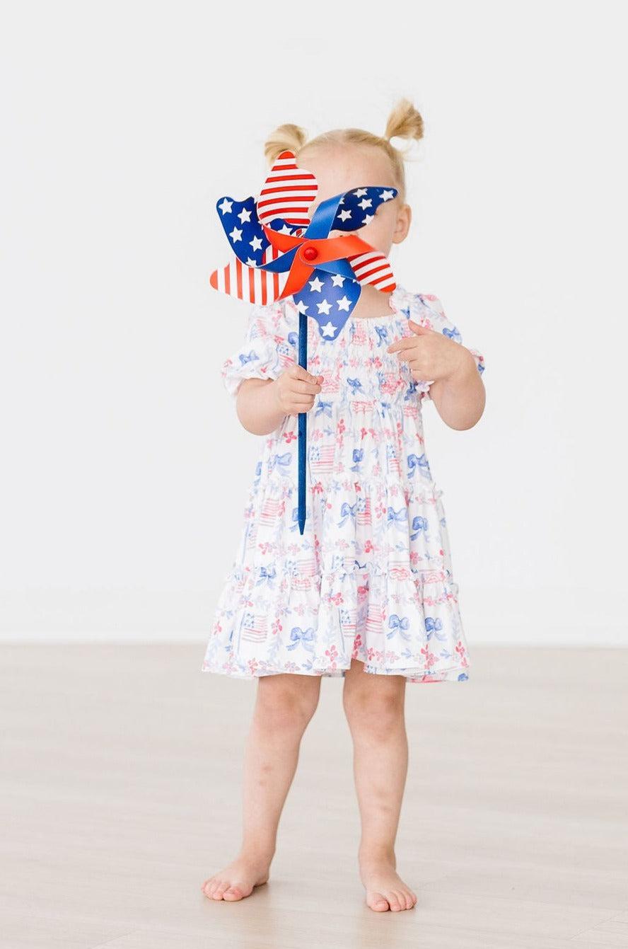 Vintage Flags Smocked Ruffle Dress 6