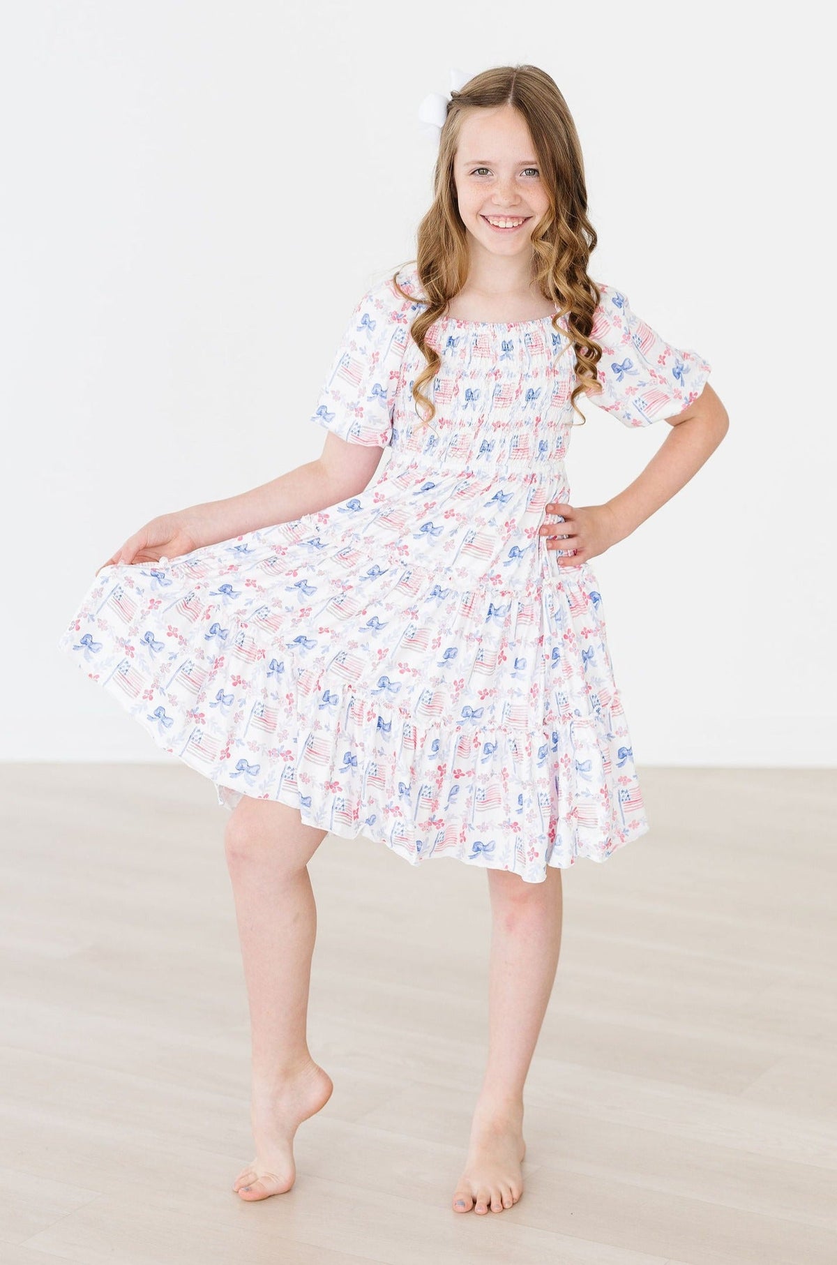 Vintage Flags Smocked Ruffle Dress 7
