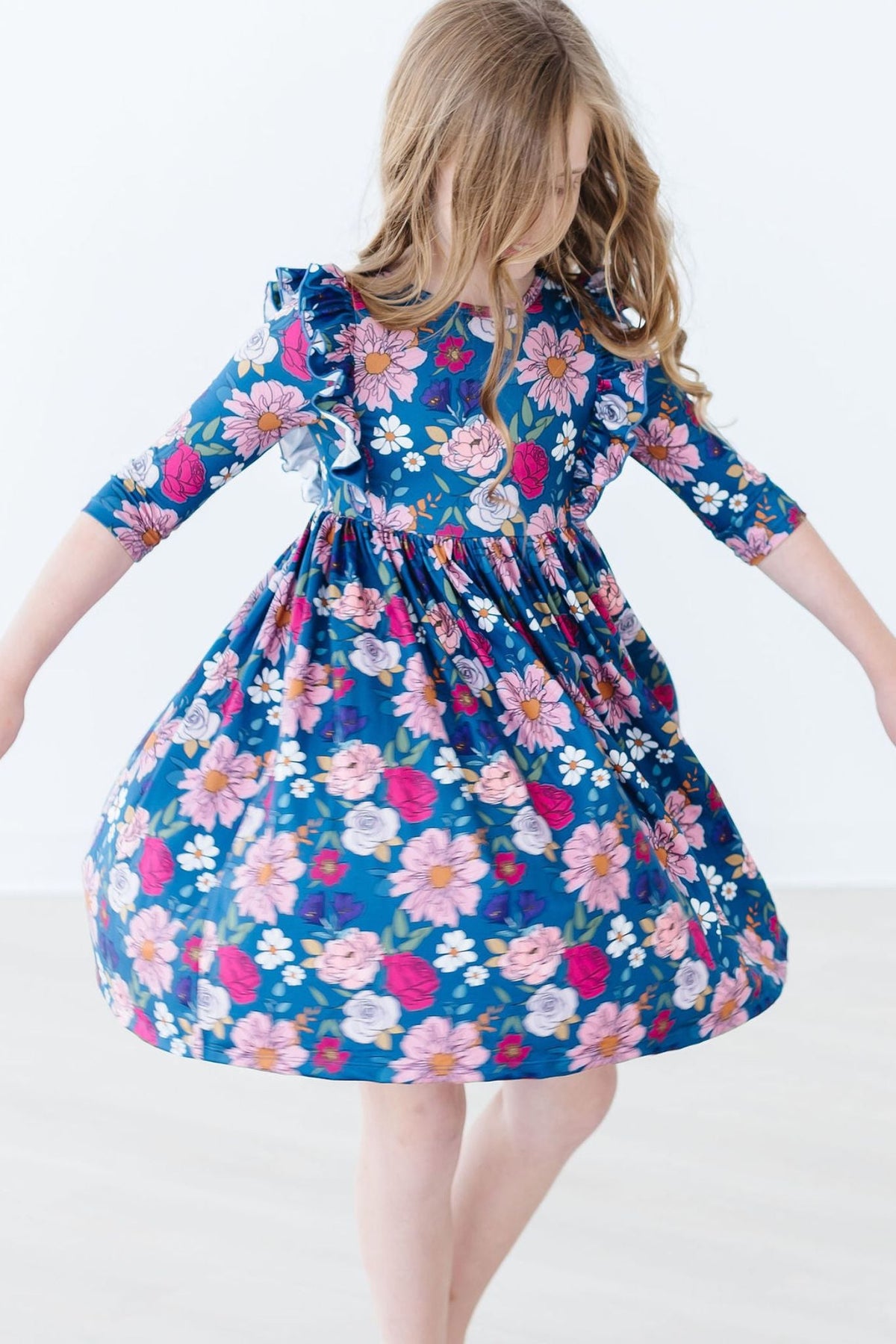 Vintage Garden 3/4 Sleeve Ruffle Twirl Dress 2