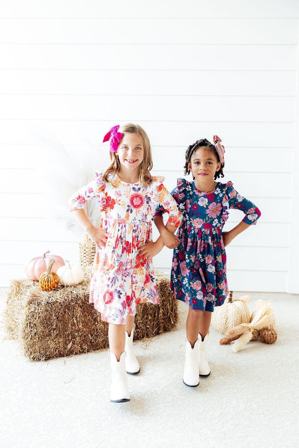 Vintage Garden 3/4 Sleeve Ruffle Twirl Dress 4