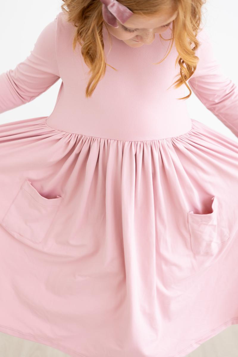 Vintage Pink 3/4 Sleeve Pocket Twirl Dress 5