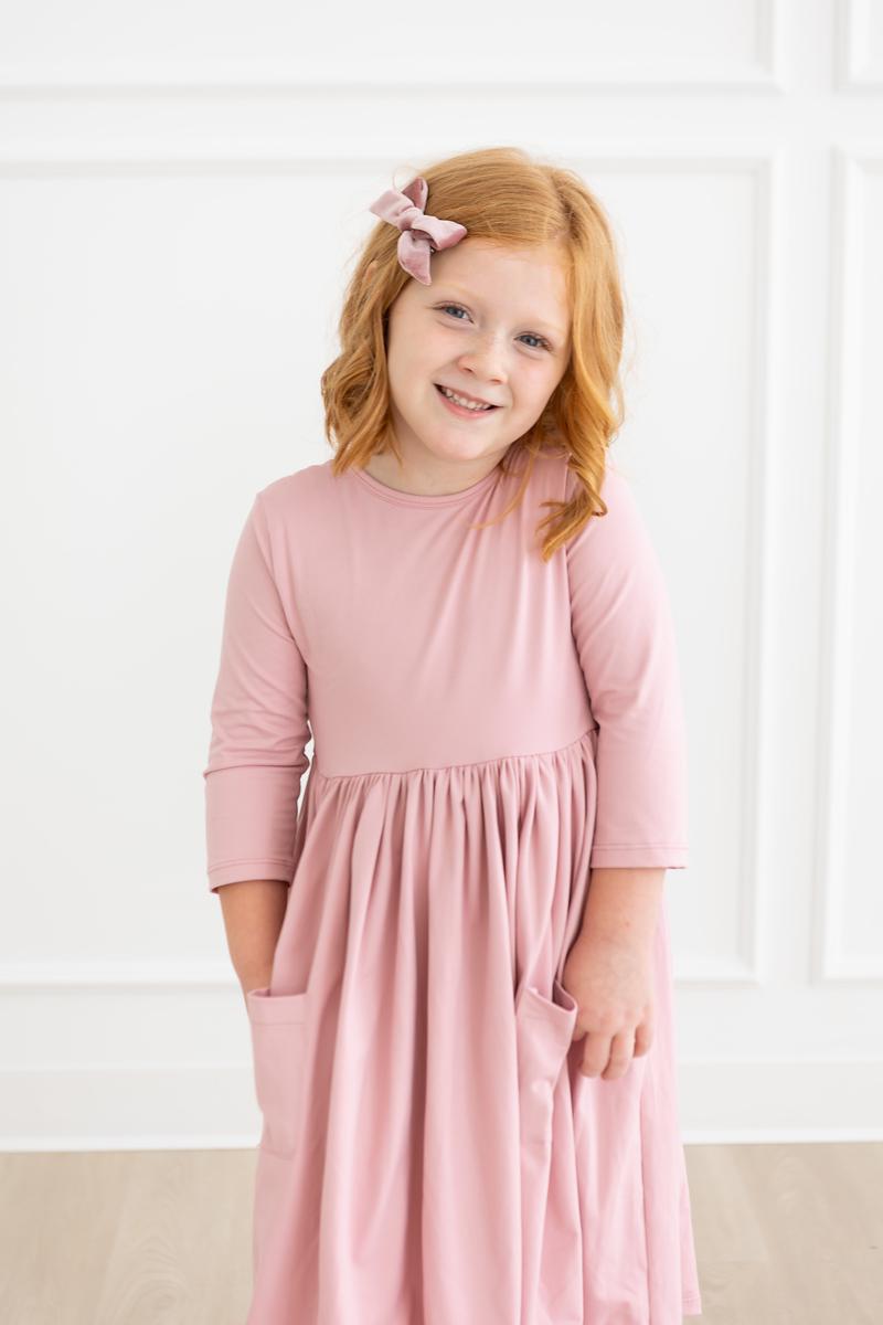 Vintage Pink 3/4 Sleeve Pocket Twirl Dress 6