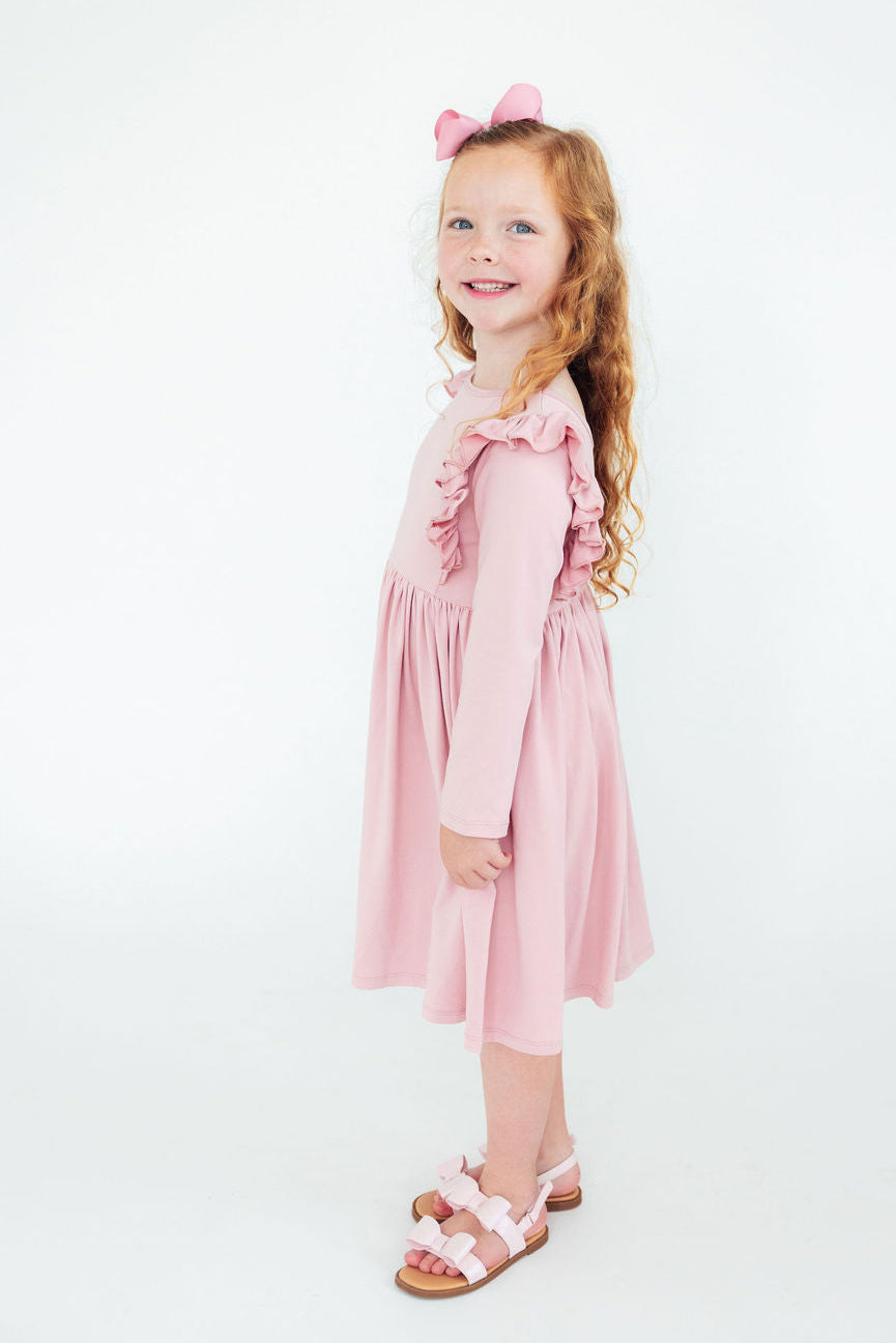 Vintage Pink L/S Ruffle Twirl Dress 4