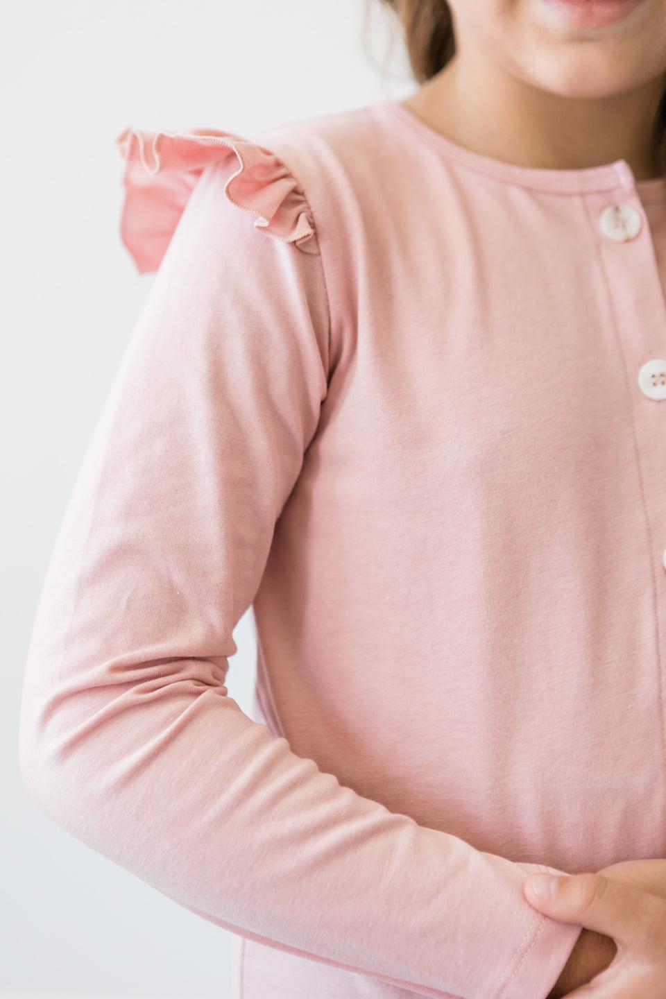 Vintage Pink Ruffle Cardigan 1