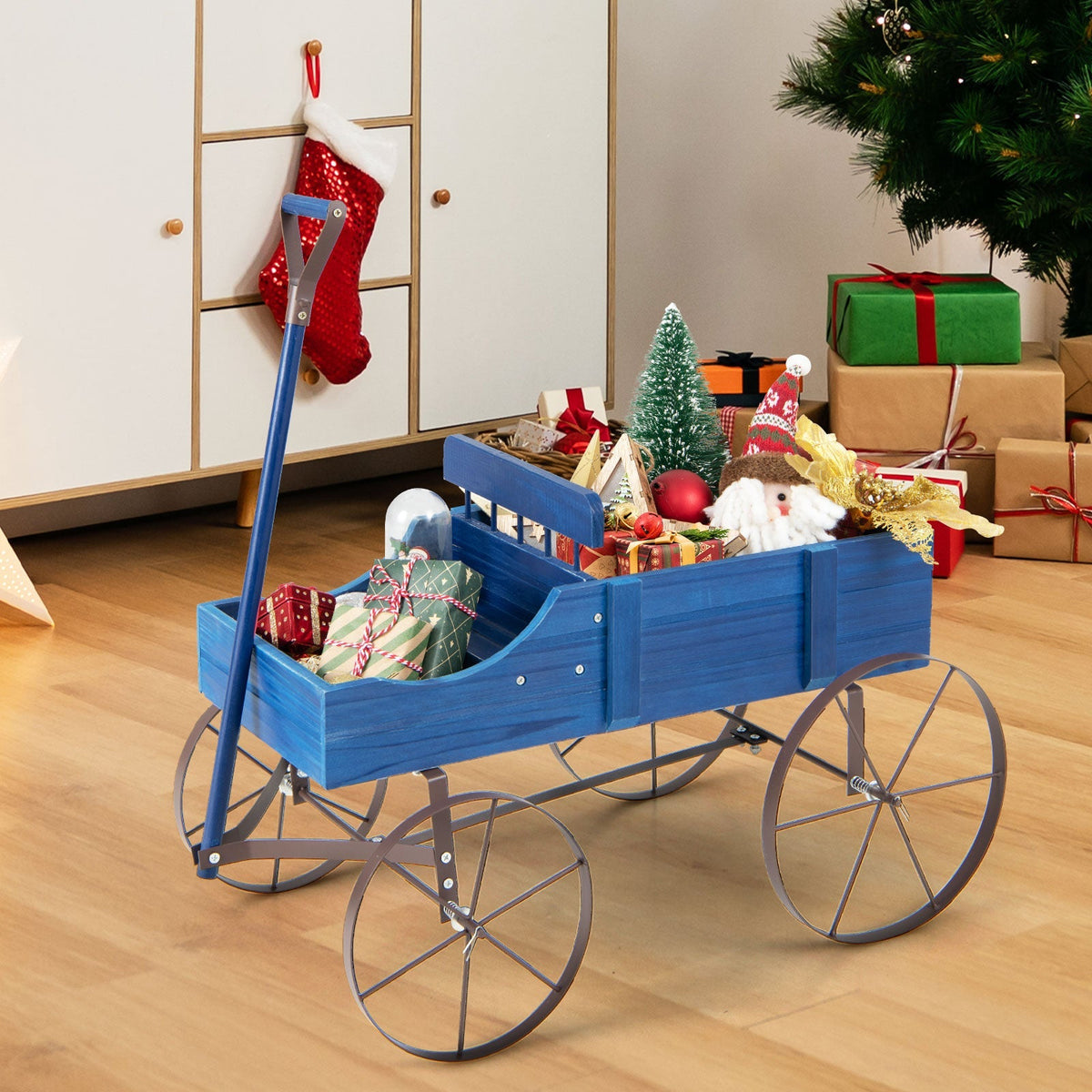 Wooden Wagon Plant Bed 1