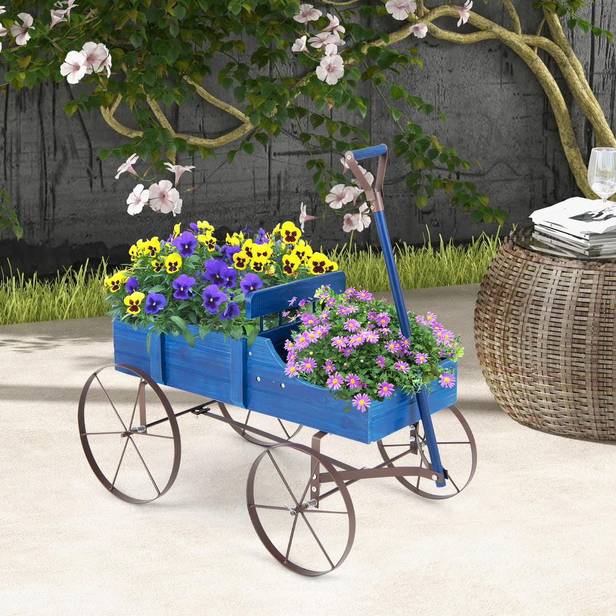 Wooden Wagon Plant Bed 2