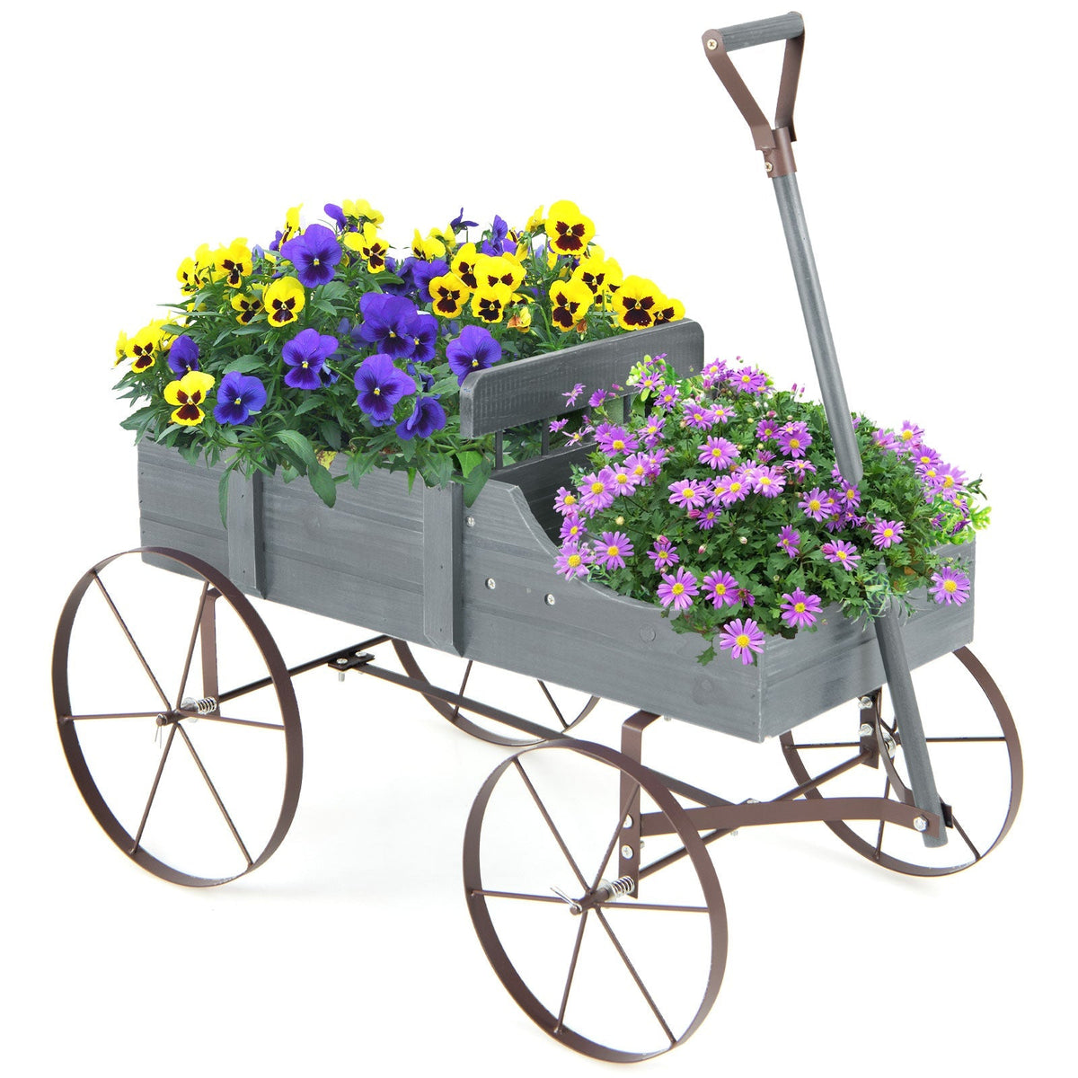 Wooden Wagon Plant Bed 9