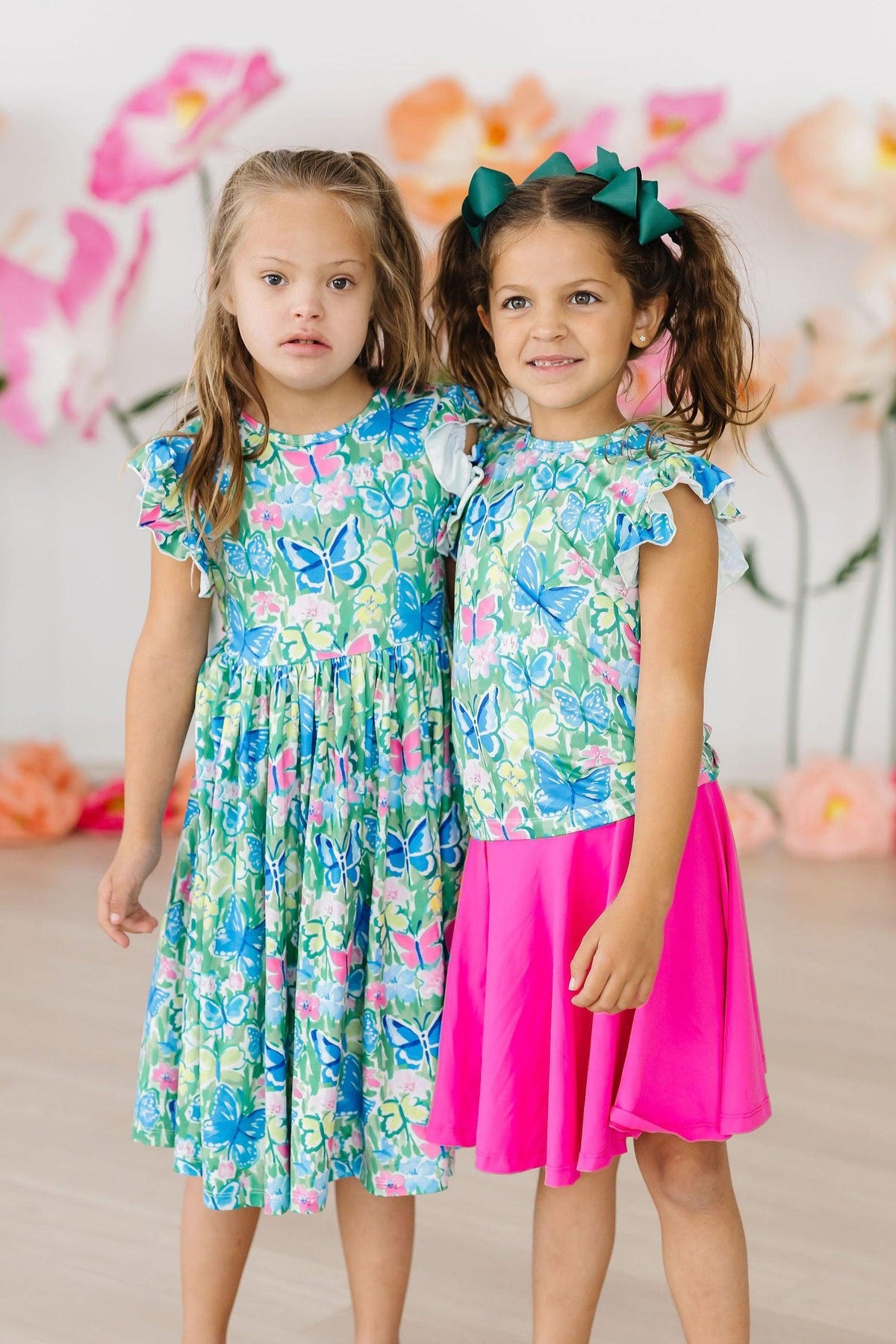 Watercolor Butterflies Flutter Sleeve Twirl Dress 2