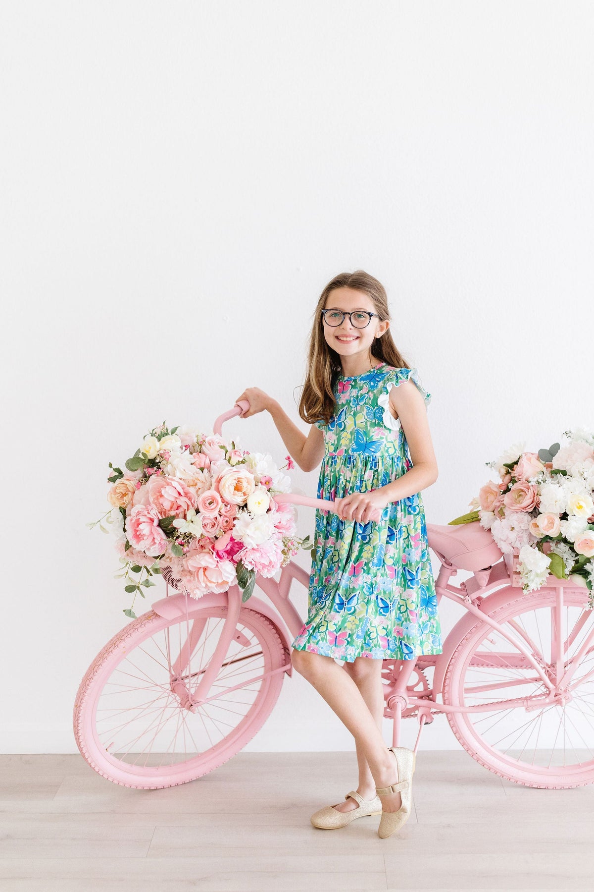 Watercolor Butterflies Flutter Sleeve Twirl Dress 9