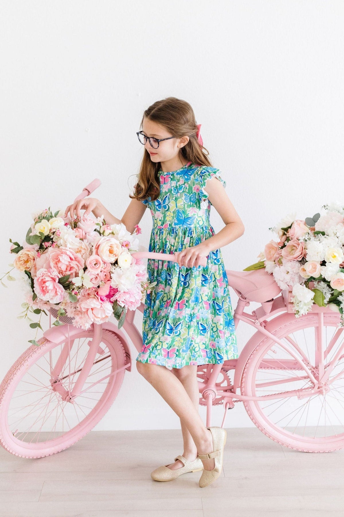 Watercolor Butterflies Flutter Sleeve Twirl Dress 1