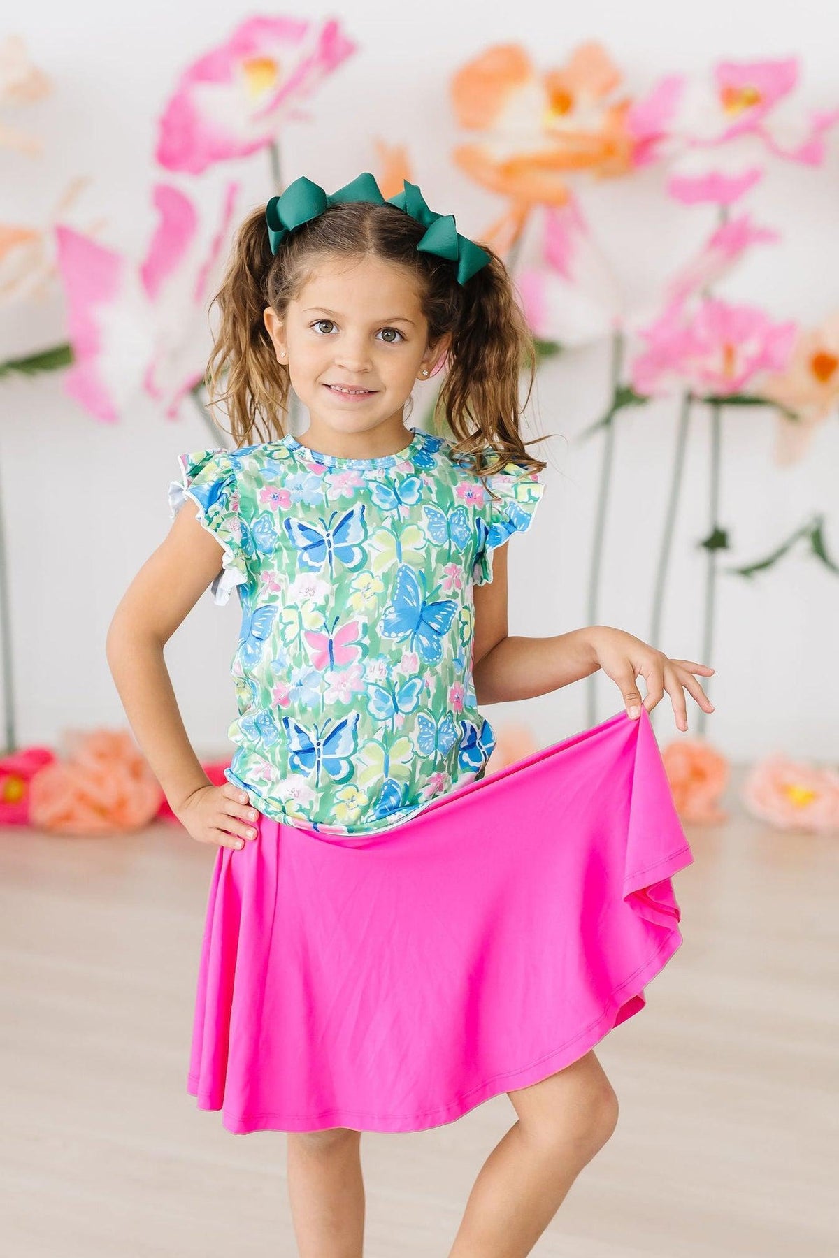 Watercolor Butterflies S/S Ruffle Tee 6