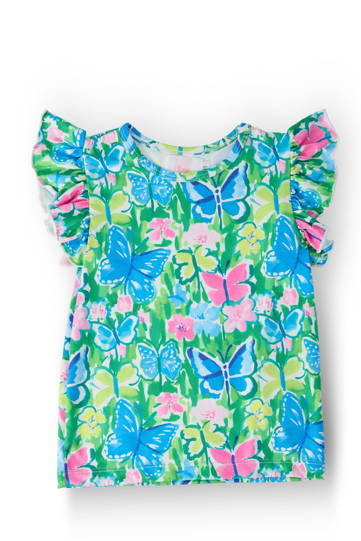 Watercolor Butterflies S/S Ruffle Tee 1
