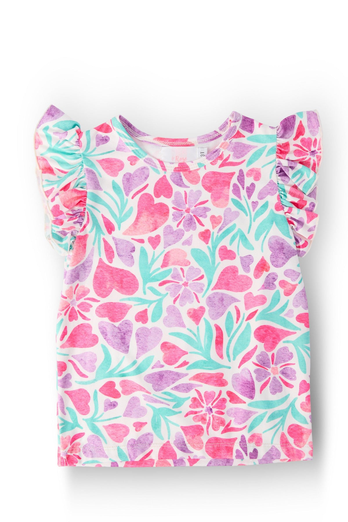 Watercolor Hearts S/S Ruffle Tee 1