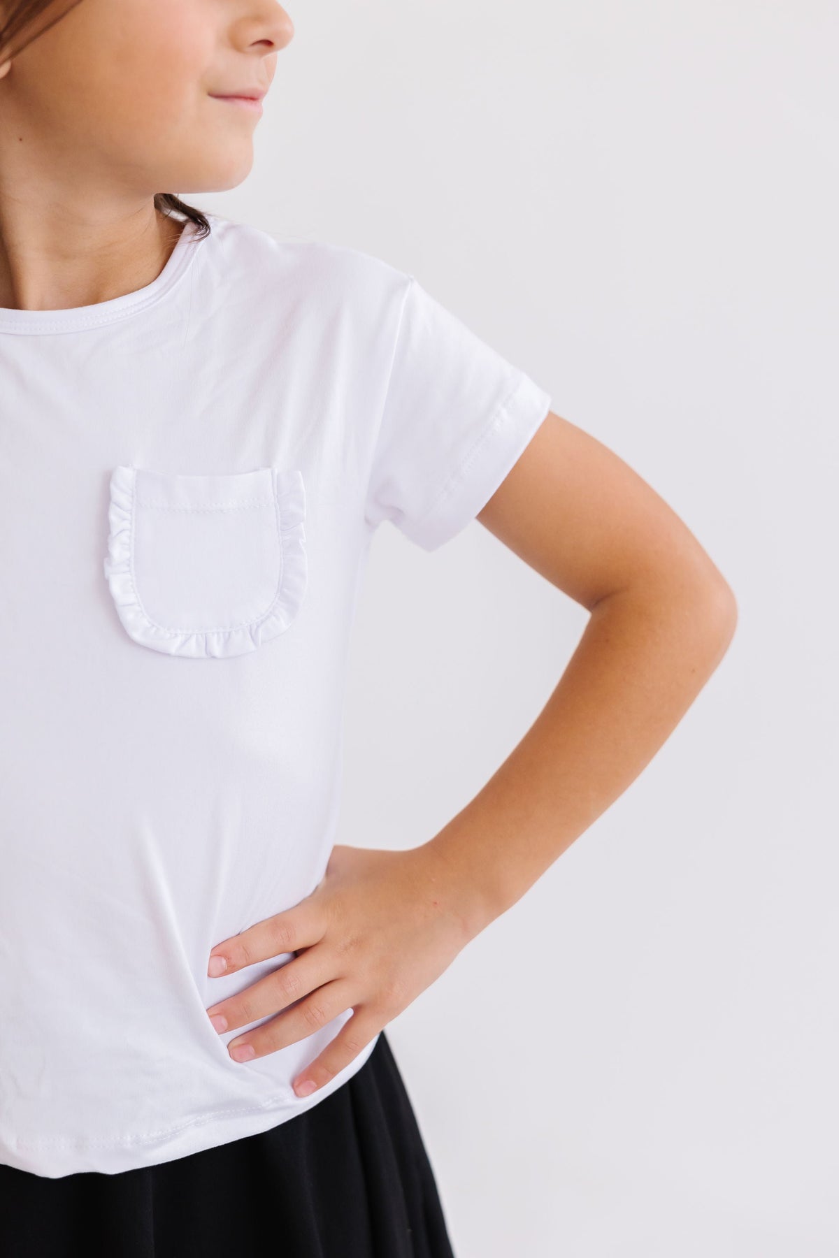 White Ruffle Pocket Tee 3