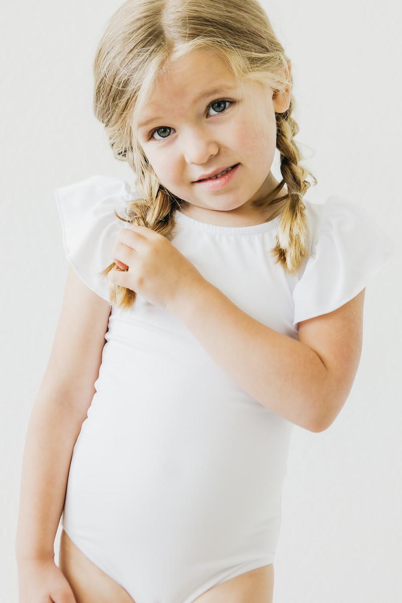 White S/S Flutter Sleeve Leotard 3