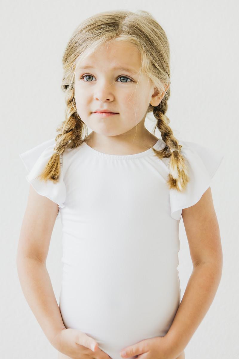 White S/S Flutter Sleeve Leotard 5
