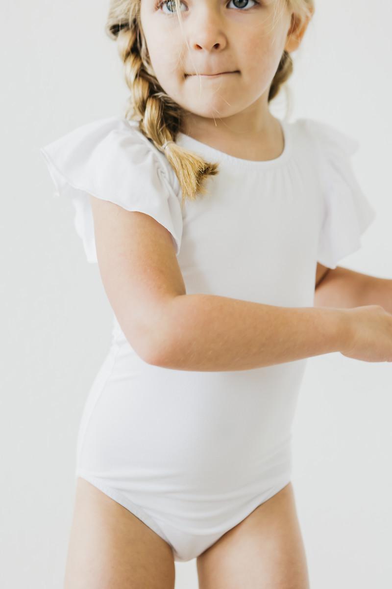 White S/S Flutter Sleeve Leotard 6