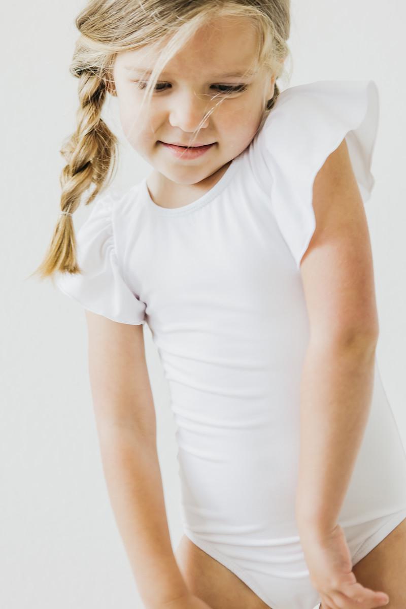 White S/S Flutter Sleeve Leotard 7