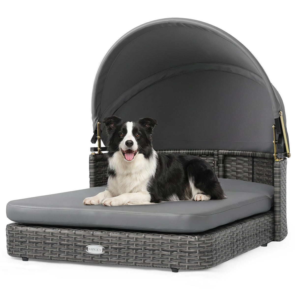 Wicker Dog House with Adjustable Canopy & Cushions 3