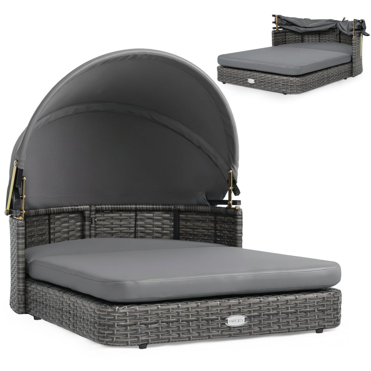 Wicker Dog House with Adjustable Canopy & Cushions 4