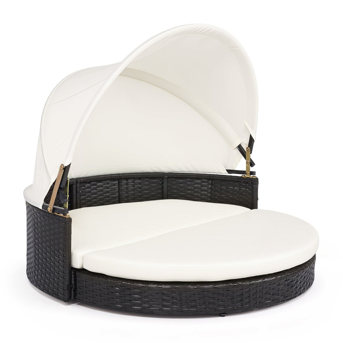 Wicker Dog House with Retractable Canopy & Cushion 4