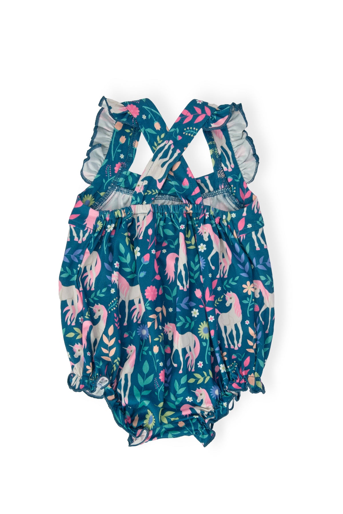 SALE Wish Upon a Unicorn Ruffle Cross Back Romper 2