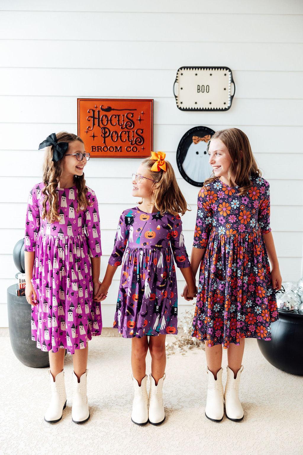 Witches Boo 3/4 Sleeve Pocket Twirl Dress 3