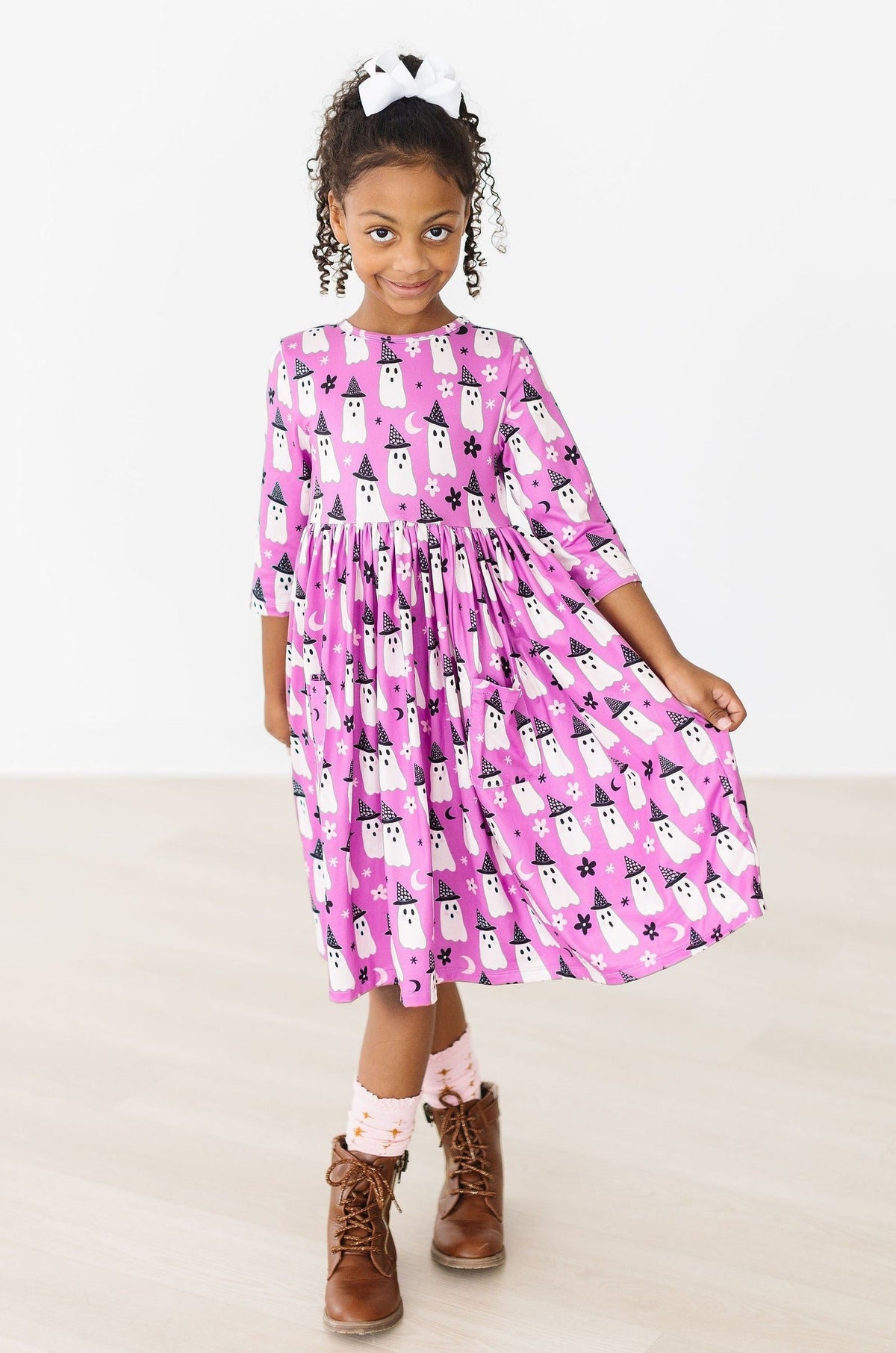 Witches Boo 3/4 Sleeve Pocket Twirl Dress 8