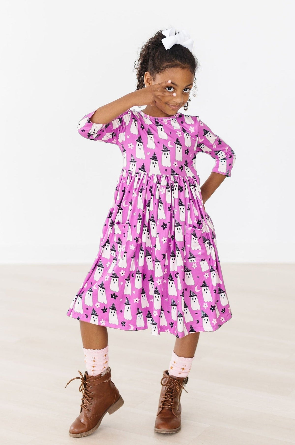 Witches Boo 3/4 Sleeve Pocket Twirl Dress 9