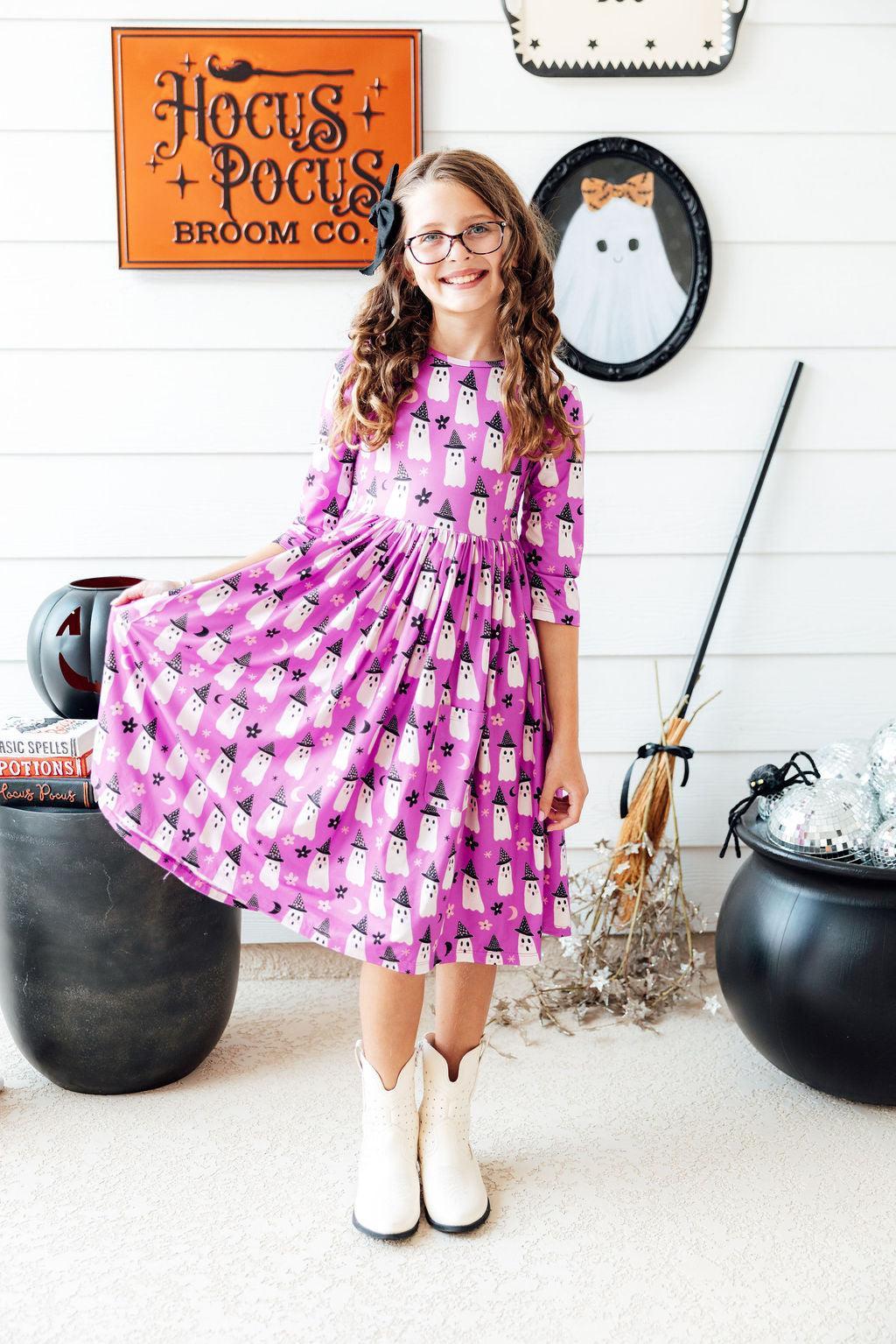 Witches Boo 3/4 Sleeve Pocket Twirl Dress 1
