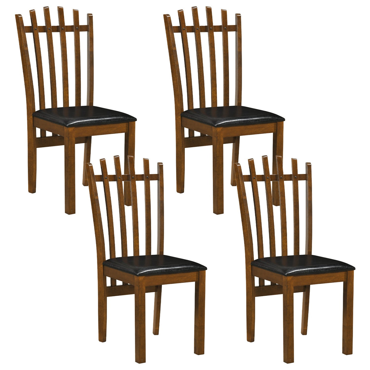Dining Chairs Set of 4 with Spindle Back and PU Leather Seat 3