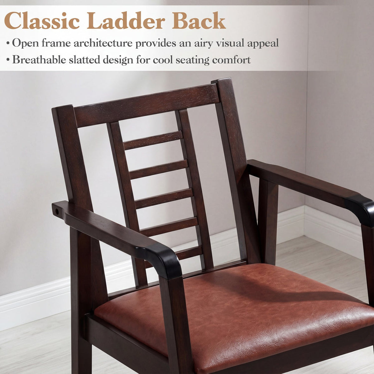 Wooden Rocking Chair with Upholstered Seat and Ladder Back 7