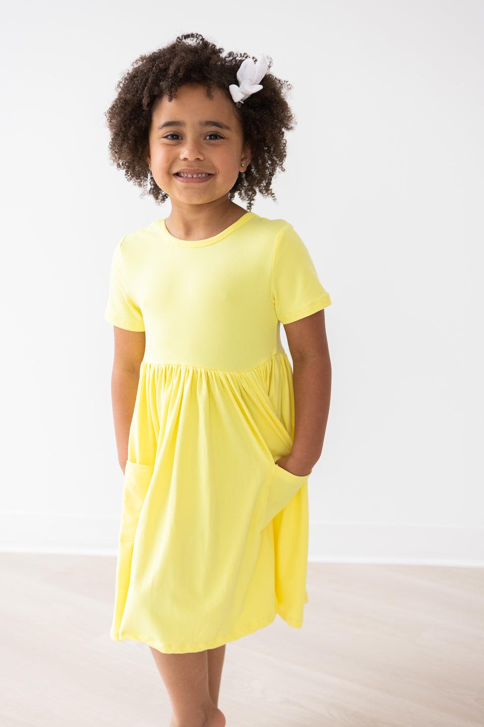 Yellow S/S Pocket Twirl Dress 3