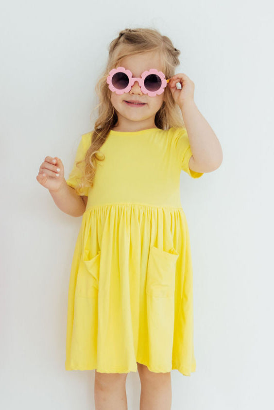 Yellow S/S Pocket Twirl Dress 1