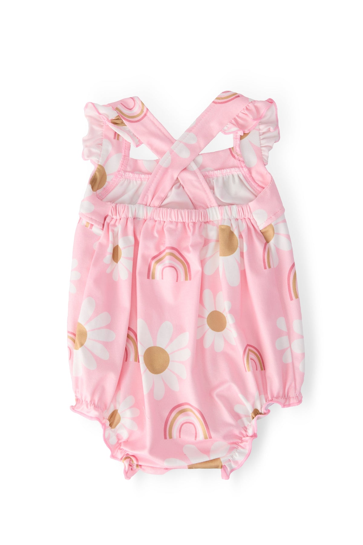 You are My Sunshine Ruffle Cross Back Romper 2