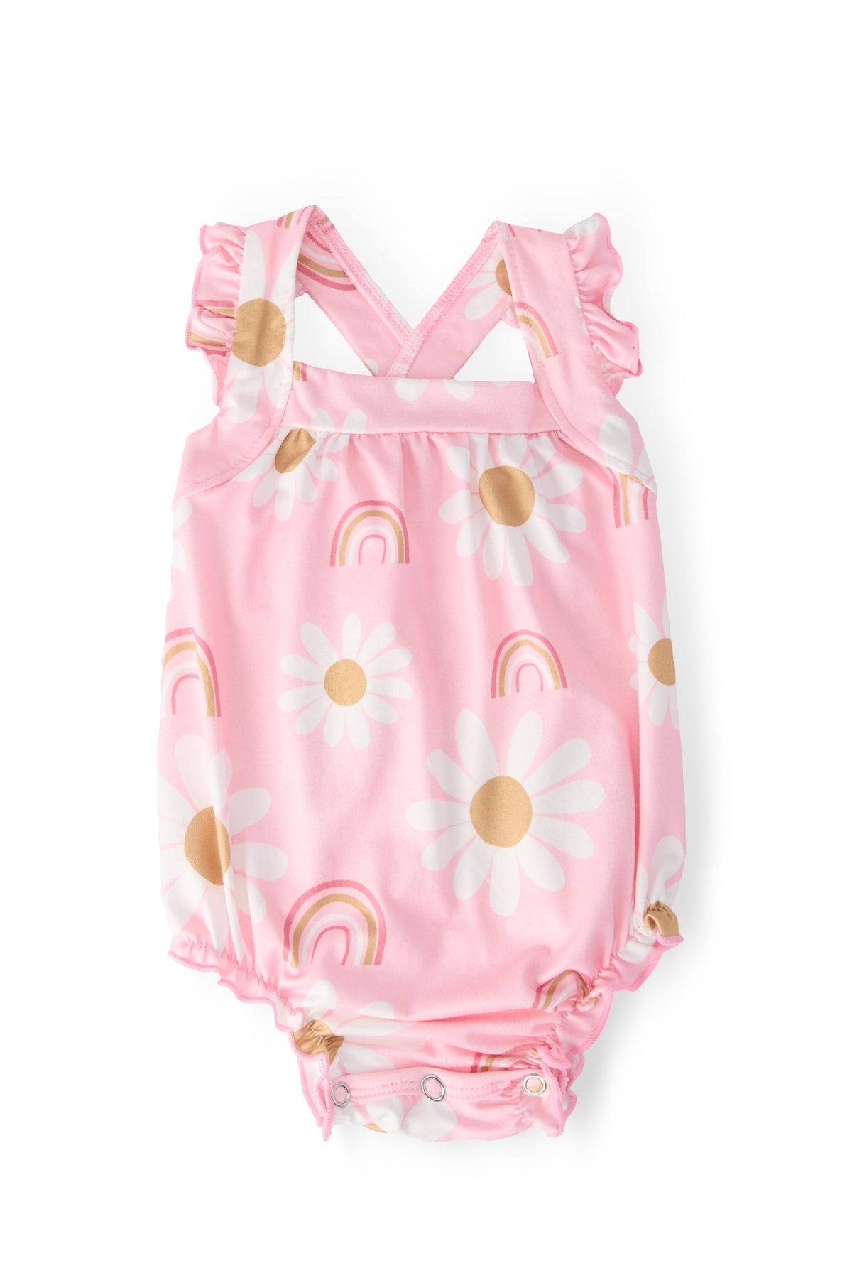 You are My Sunshine Ruffle Cross Back Romper 1