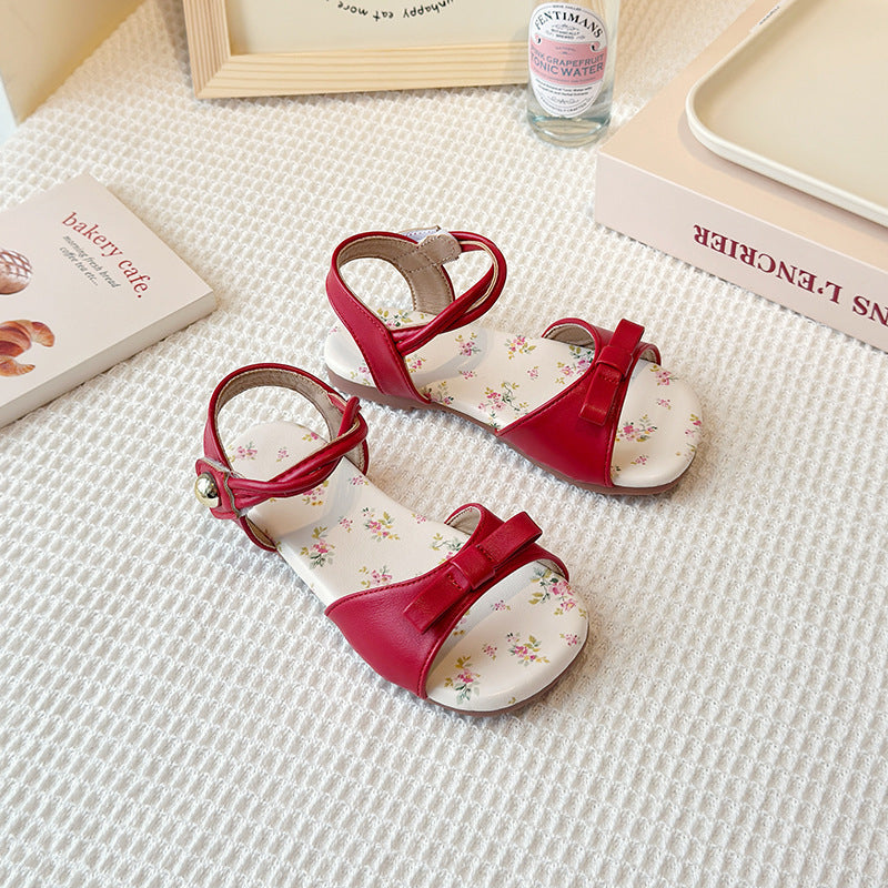 Summer New Korean-style Girls Princess Shoes With A Bow And A Strap Across The Foot 3