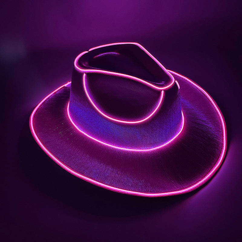 Halloween Carnival Party LED Wireless Fluorescent Colorful Cowboy Flashing Hat 14