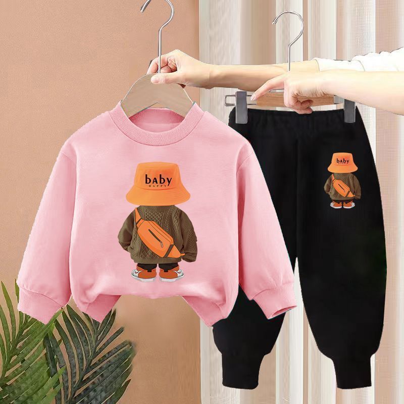Boys Spring New Children's Autumn Leisure Sports Sweater Medium And Small Two-piece Suit Fashion 10