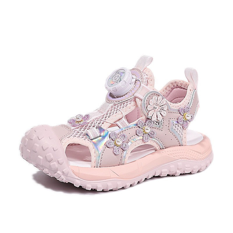 2026 Summer New Girls Closed-Toe Sandals, Kids Soft Sole Non-Slip Beach Shoes, Girls Sports Sandals 5